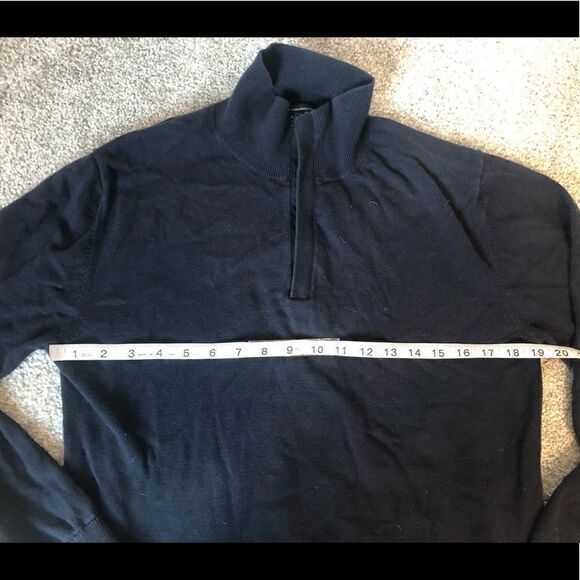 5/$15 SALE FRENCH CONNECTION Quarter Zip Utility Blue Sweater Large - Picture 11 of 16